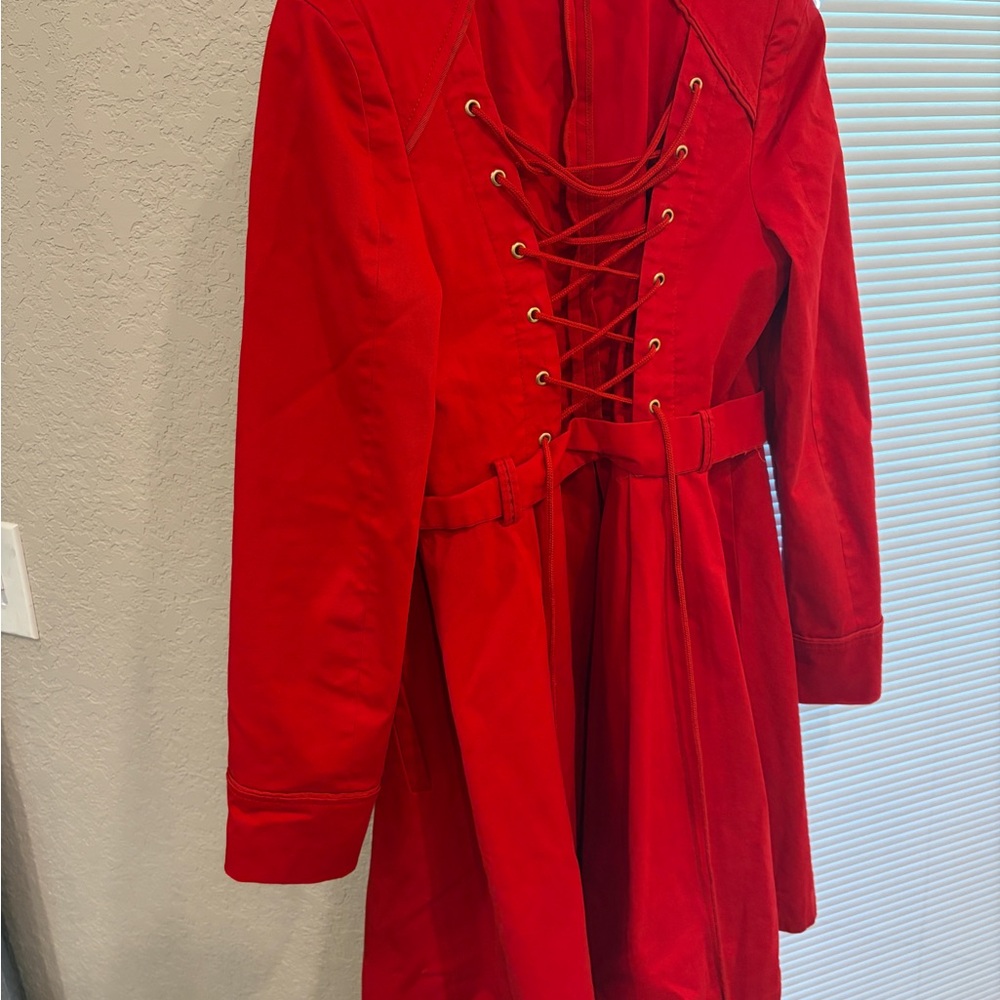 Elevenses Vibrant Red Trench Coat - Picture 2 of 3